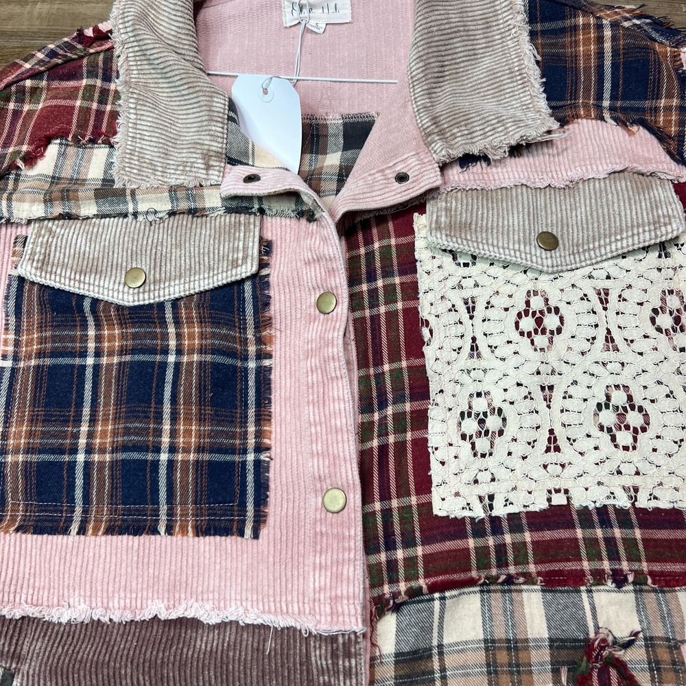 Oli &Hali Washed Patchwork Star Corduroy Jacket S – Plaid Flannel Boho Shacket R - Picture 7 of 16